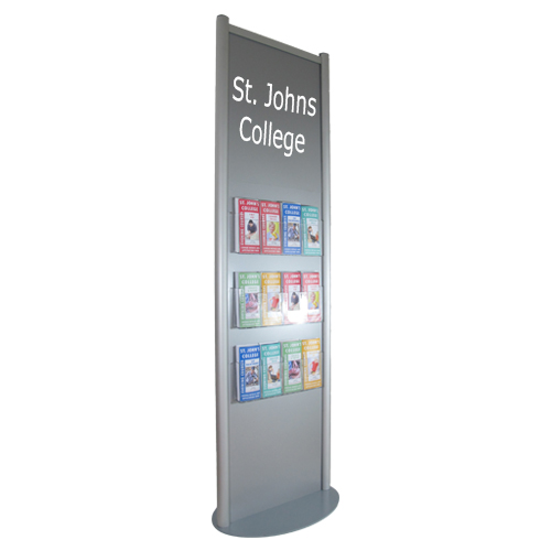 School literature stand, header text and leaflet holders